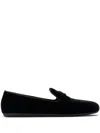 PRADA PRADA TRIANGLE-LOGO VELVET LOAFERS