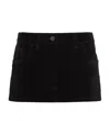 Prada Triangle-logo Velvet Miniskirt In Black
