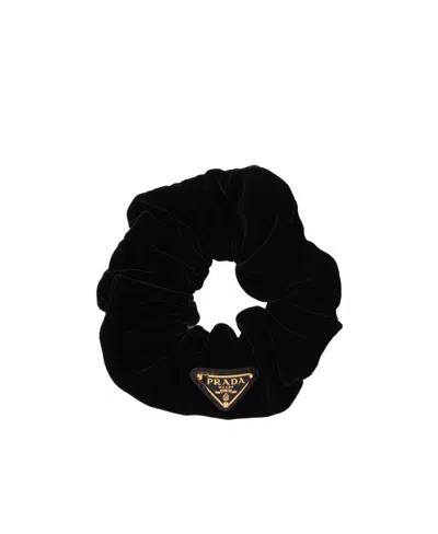 PRADA PRADA LOGO PLAQUE SCRUNCHY