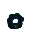 Prada Triangle-logo Velvet Scrunchie In Dark Cyan