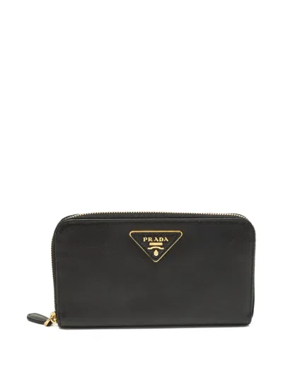 Pre-owned Prada Triangle-logo Wallet In Black
