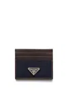 Prada Men Two-tone Fabric And Leather Card Holder In Multicolor