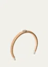 Prada Triangle-logo Interwoven Headband In F0n86 Naturale Bi