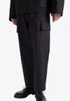 Prada Triangle Logo Wide-leg Cargo Pants In Black
