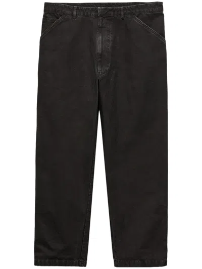 Prada Triangle Logo Wide Leg Jeans In Black