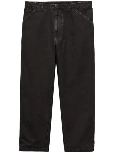 Prada Triangle Logo Wide-leg Jeans In Black