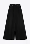 Prada Triangle Logo Wide-leg Jeans In Black