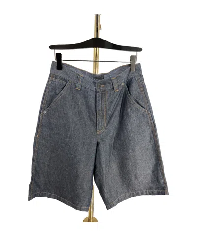 Prada Triangle-logo Wide Shorts In Blue