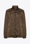 Prada Enamel Triangle Logo Lightweight Jacket In Black