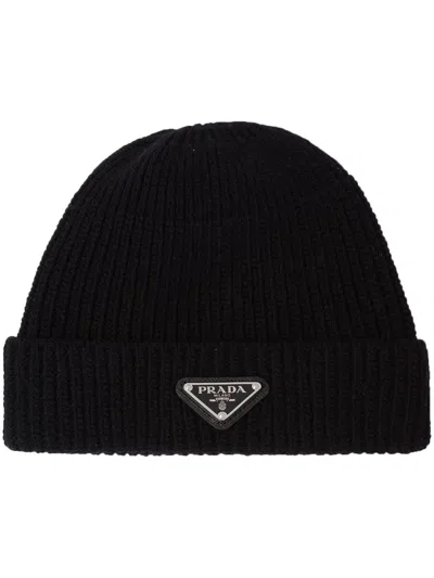 Prada Luxury Cashmere Blend Hat For Men In Black
