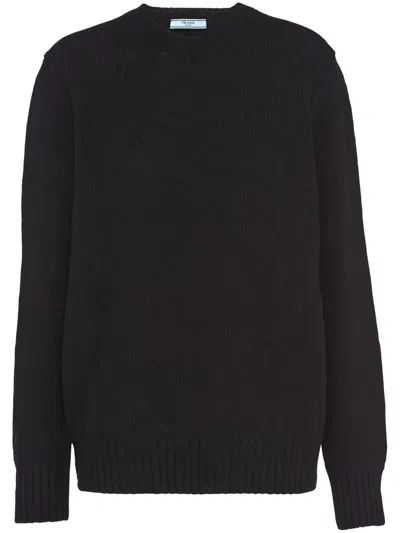 Prada Triangle-logo Wool Jumper In Black