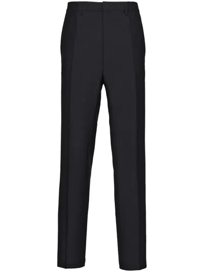 Prada Mohair Blend Tailored Pants In Black