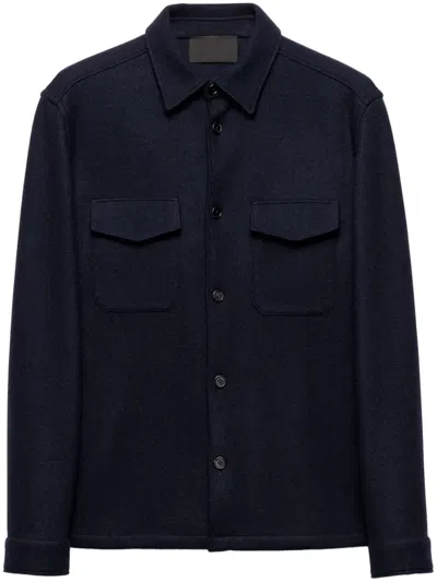 Prada Midnight Blue Wool Bled Shirt
