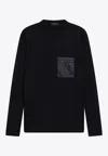 Prada Triangle Logo Wool Sweater In Blue