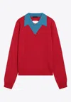 Prada Triangle Logo Wool Sweater In Red
