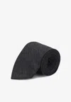 Prada Triangle Logo Wool Tie In Black