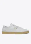 Prada Mens White Triangle-plaque Vintage-effect Leather Low-top Trainers In White