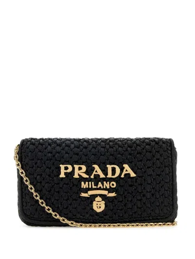 Prada Black Raffia Crossbody Bag