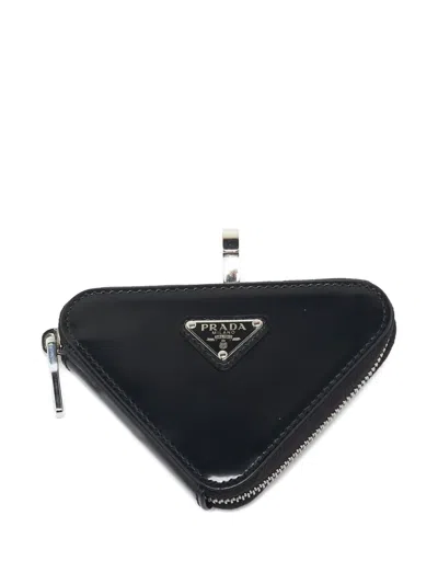 Pre-owned Prada Triangle-logo Zip Pouch In Black