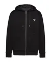 Prada Triangle-logo Velvet Blouson Jacket In Black