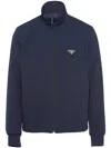 Prada Stretch Technical Fabric Zipper Sweatshirt In Blue