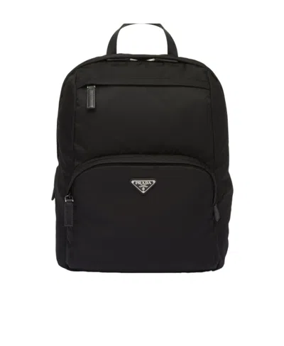 PRADA PRADA TRIANGLE LOGO PLAQUE BACKPACK