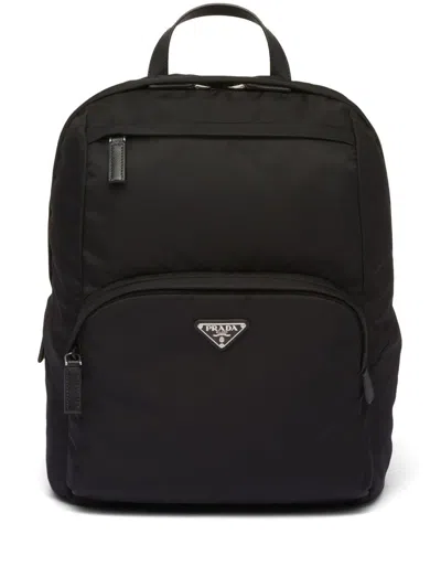 Prada Triangle-logo Zipped Backpack In Nero