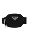 Prada Triangle-logo Zipped Key Tag In Black