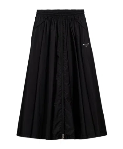 PRADA PRADA TRIANGLE-LOGO DRAWSTRING MAXI SKIRT