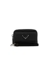 Prada Triangle-logo Zipped Wallet In Black