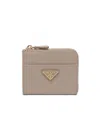 Prada Triangle-logo Zipped Wallet In Gray