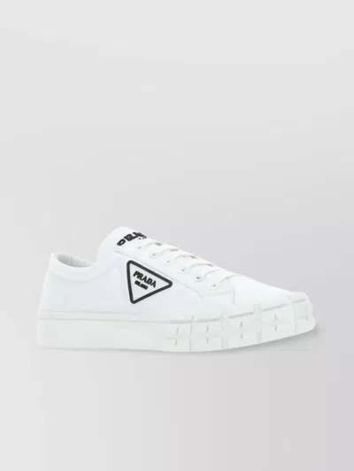 Prada Triangle Logoed Side Sneakers In White