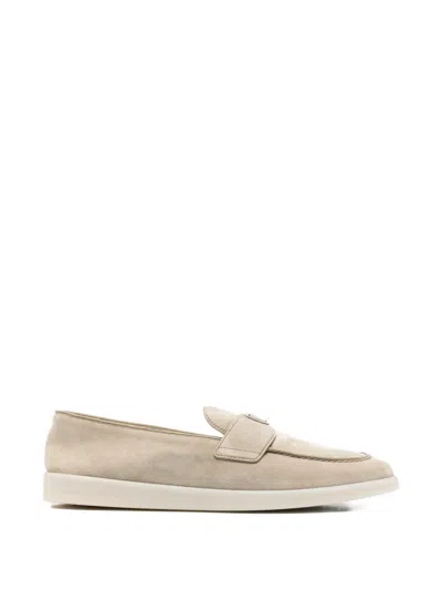 Pre-owned Prada Triangle Logo-plaque Loafers In Neutral