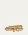 Prada Triangle Metallic Leather Skinny Belt In Silver