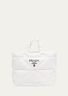 Prada Triangle Padded Re-nylon Tote Bag In F0009 Bianco