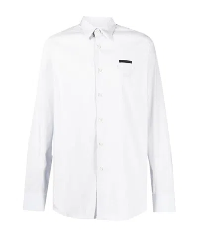 Prada Triangle Patch Button-down Shirt In White