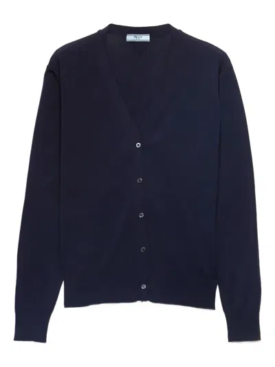 PRADA TRIANGLE-PATCH BUTTONED CARDIGAN