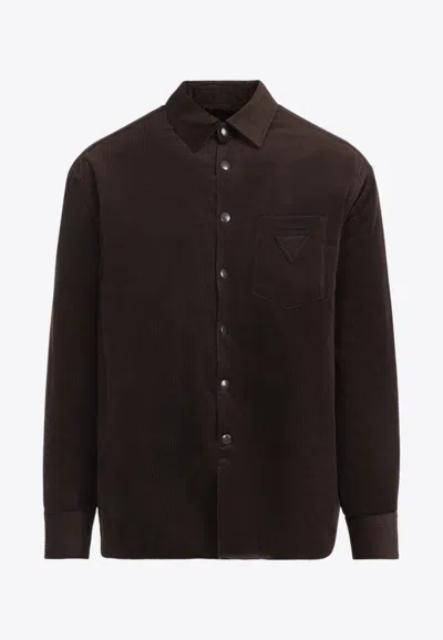 PRADA TRIANGLE-PATCH CORDUORY SHIRT
