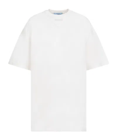 Prada Triangle Patch Crewneck T-shirt In Nude