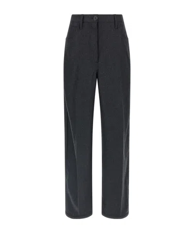 Prada Triangle-patch Pleat-detailed Trousers In Gray
