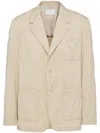 Prada Triangle Patch Button-up Jacket In Neutrals