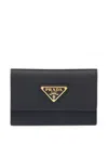 Prada Triangle-plaque Cardholder In Black