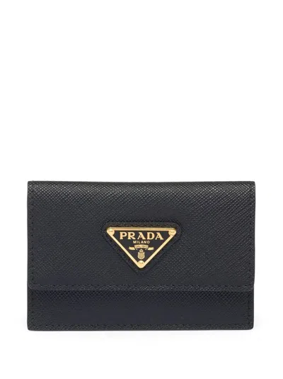 Prada Triangle-plaque Cardholder In Black