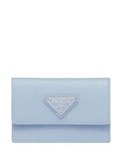 Prada Triangle-plaque Cardholder In Blau