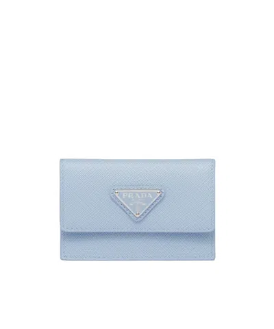 Prada Triangle-plaque Cardholder In Blue