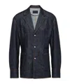 Prada Triangle-plaque Denim Jacket In Blue