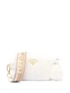 Prada Triangle-plaque Shearling Shoulder Bag In F0009 White