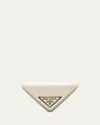 Prada Triangle Plexiglass Barrette In Beige Khaki