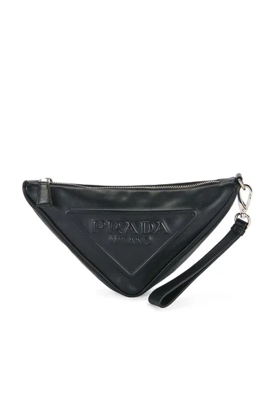 Pre-owned Prada Triangle Pouch In Black