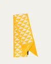 Prada Triangle-print Silk Ribbon Scarf In Yellow